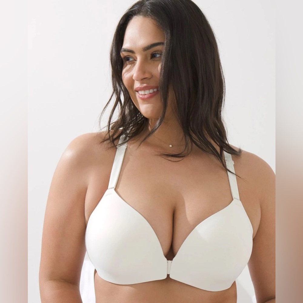 ENBLISS Front-Close Racerback T-shirt Underwire Bra 570299510 Ivory Cream 38DD